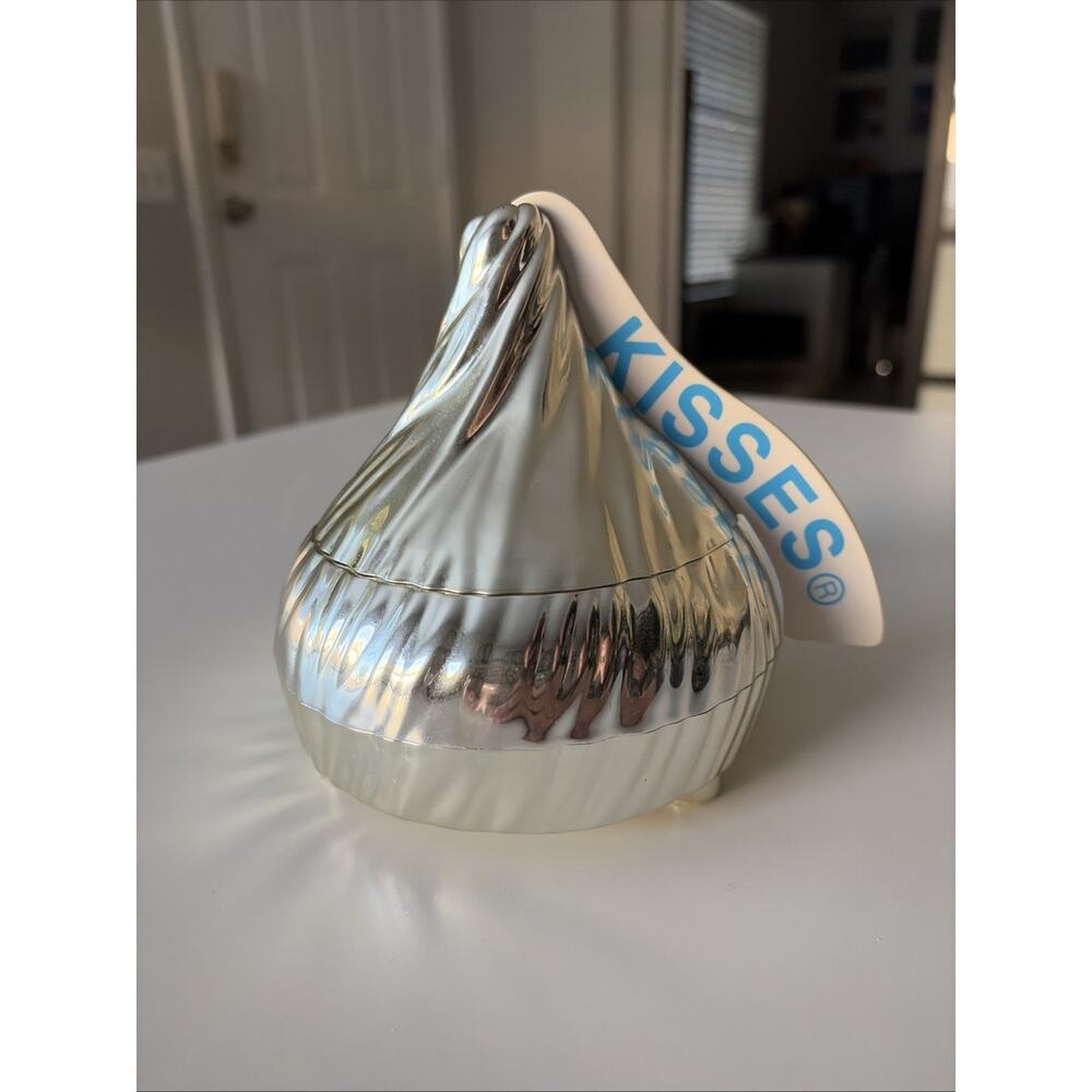 2005 The Hershey's Kiss Candy Dish Musical Silver Jar Trinket 3 Songs WORKS!